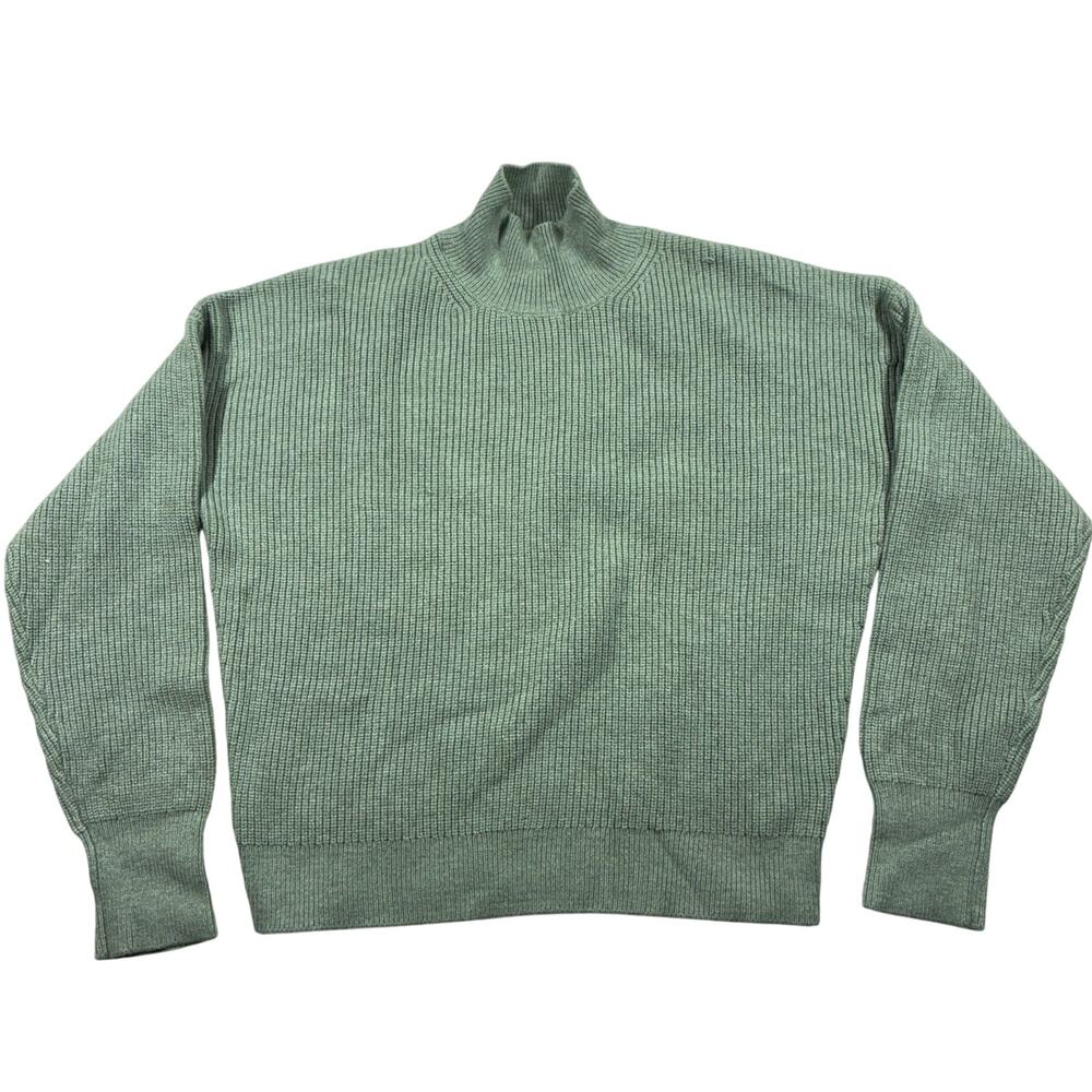 Industry Republic Sweater Womens Large Green Mock Neck Ribbed Knit Relaxed Fit